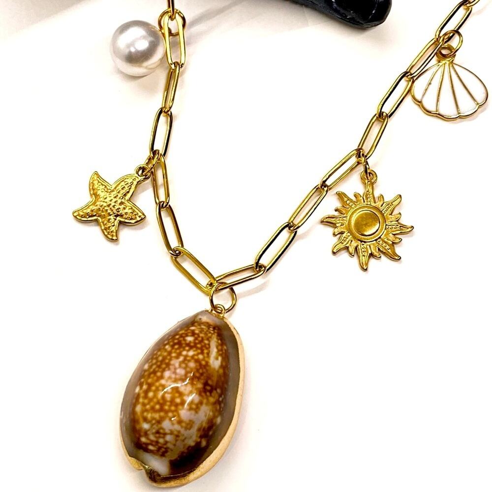NEW Earth Tone Shell Pendant Necklace